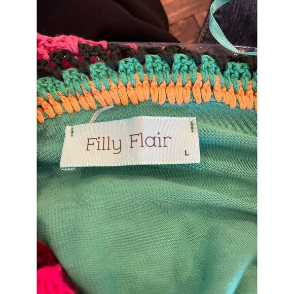 Filly Flair Art to Wear Colorful Open Front Cardigan Sweater Women Large Spring - Picture 2 of 6